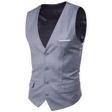 men vest fashion slim fit sleeveless mens wedding waistcoats 9 colors solid waistcoat Business leisure dress vests plus size 6XL 2024 - buy cheap