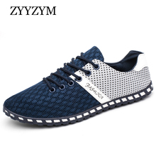 ZYYZYM-zapatos de verano transpirables para hombre, Zapatos de tejido de malla, informales, con cordones, a la moda, talla grande 38-46 2024 - compra barato