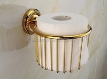 Luxury Gold Color Brass Bathroom Wall Mounted Toilet Paper Holder Roll Tissue Holder Basket Wba609 2024 - buy cheap