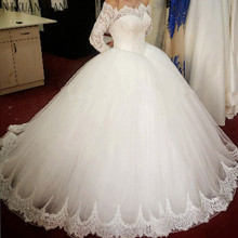 Кружевное бальное платье с длинным рукавом, свадебное платье невесты по индивидуальному заказу, 2021, размера плюс 2024 - купить недорого