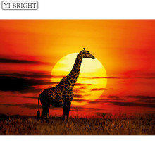 5D DIY Full Square Diamond Painting Cross Stitch Giraffe in the sunset 3D Diamond Embroidery Rhinestone Mosaic Home Decoration 2024 - buy cheap