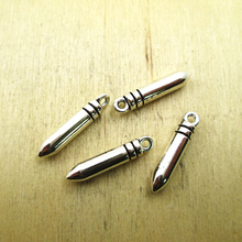 20pcs--24x5mm Bullet Charms  3D Bullet Charm pendants  DIY necklace/ bracelets  charms antique silver tone 2024 - buy cheap