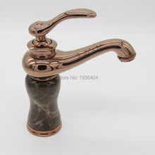 Euro Style Brass Material Rose Golden Marble Faucet Basin Stone Mixer Tap Deck Mounted Mixer Crane M1023 2024 - buy cheap