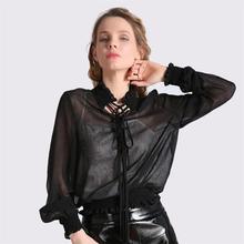 2018 Spring Sexy Chiffon Blouse Casual Black Transparent Womens Tops and Blouses Long Sleeve Women Shirts Plus Size Tops Talever 2024 - buy cheap