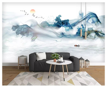beibehang new fashion personality interior papel de parede wallpaper abstract ink landscape artistic conception line background 2024 - buy cheap