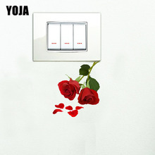 YOJA-pegatina de PVC para interruptor de pared, diseño de pintura elegante, hermosa y hermosa flor rosa, 15SS0125 2024 - compra barato