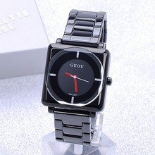 GUOU Wristwatches Quartz-Watches Waterproof Women's Watches Square Dial Black Ceramic Bracelet Upscale Minimalist Fashion 2024 - buy cheap