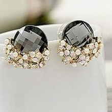 (can mix color)Hot free shipping wholesale 20pair/lot zircon little pearl charm earrings fashion women design rhinestone jewelry 2024 - buy cheap