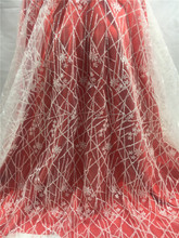 Tela de encaje de tul francés africano, tela de encaje con pegamento, color blanco claro, JRB-102134, glitter con lentejuelas para vestido de boda 2024 - compra barato