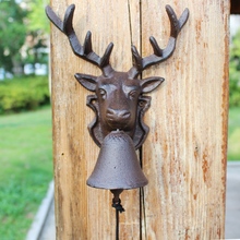 Reindeer Head Cast Iron Hand Cranking Wall Bell American Country Farmhouse Garden Decor Rustic Wall Mounted Welcome Door Bell 2024 - buy cheap