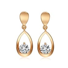 Gota de agua de moda CZ pendientes de cristal coloridos para las mujeres Vintage Color oro boda fiesta pendientes joyas brinco feminino regalo 2024 - compra barato