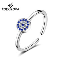 Todorova lucky eye anéis para mulheres ajustável azul zircônia cúbica cz turco mau olho anéis de noivado casamento jóias 2024 - compre barato
