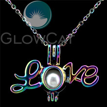 C498 Rainbow Colors Letter Love Beads Cage Perfume Essential Oil Diffuser Oyster Pearl Cage Locket Necklace Girl Friend 2024 - buy cheap