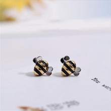 LULU-PIG  925 Silver Ear Studs Korean Version Lovely Temperament Personality separation-color Bee Ear Studs E0446 2024 - buy cheap