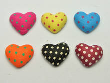 100 Mixed Color Flatback Polka Dots Fabric Covered Buttons Heart 16mm for DIY Hair Clip 2024 - buy cheap