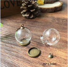 Globo de vidro 20*12mm cor bronze antigo com descobertas de joias conjunto pingente frasco de vidro garrafa pingente 2024 - compre barato