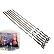 6pcs Stainless steel Shish Kabob Sticks BBQ Accessories Long BBQ Barbecue Skewers Barbeque Grill Set Wide BBQ Skewer 45/50/55cm 2024 - buy cheap