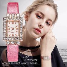 Vansvar Brand Women Gold Rhinestone Watch Luxury Casual Quartz Watch For Ladies Leather Strap Wrist Watches Relogio Feminino 2024 - buy cheap