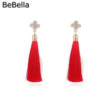 BeBella national thread tassels dangler drop earrings with Czech crystal fashion jewelry for women girl girlfriend gift 2024 - buy cheap