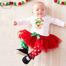 2019 New Baby Girl Clothing Sets Christmas set Lace Tutu Dress +Color Strip pants 2pcs Set Baby First Birthday Costumes DTZ300 2024 - buy cheap