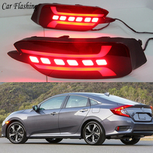 Car Flashing 1Pair For Honda Civic 2016 2017 2018 driving Tail Light Rear Fog Lamp Brake Light Bumper Light Decoration Reflector 2024 - buy cheap