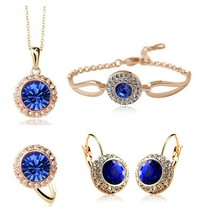 United Zircon  Rose GP Jewelry Set   Austrian Crystals bracelet ring NECKLACE EARRINGS SET  Style 2024 - buy cheap