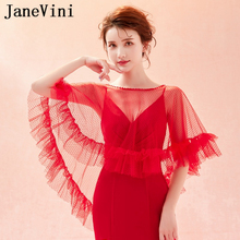 JaneVini 2019 High Quality Red Summer Lace Wedding Bolero Shawl Beaded Women Short Wrap Cape Outwear Bridal Wedding Accessories 2024 - buy cheap