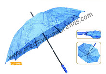 Free shipping by sea,190T polyester printed jean fabric 14mm metal shaft and ribs,hand open advertising  golf umbrella,windproof 2024 - buy cheap