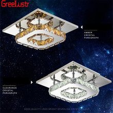 Square Lusters Modern LED ceiling Lights Plafonnier Amber Crystal Aisle Entrance Lamp Cristal Lustre Ceiling Lamp fixtures 2024 - buy cheap