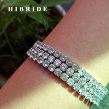 HIBRIDE New 16+3cm Adjustable Size Bracelets For Women Fashion Round CZ Stone Withe Gold Color Pulseira Feminina Bangles B-84 2024 - buy cheap