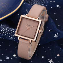 Relógio de pulso quadrado rosa dourado feminino, relógio de quartzo para mulheres simples couro pu estiloso de 2021 2024 - compre barato
