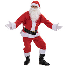 Disfraz de Papá Noel para adulto, ropa de lujo para padre de felpa, accesorios para Cosplay de Navidad, abrigo para hombres, guantes de pantalón, cinturón para Barba, sombrero, zapatos, conjunto de Navidad 2024 - compra barato