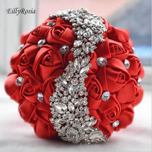 Buquê de rosas artificiais luxuosas, buquê de flores de casamento, noivas, ramo de futura esposa com brilho, 2018 2024 - compre barato
