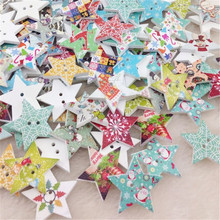 50pcs  Merry Christmas Star Wood Buttons 25mm Sewing Craft Mix WB195 2024 - buy cheap