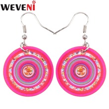 WEVENI Bohemian Acrylic Drop Dangle Big Round Colorful Earrings For Women New Fashion Accessories Statement Jewelry Bricons 2024 - buy cheap
