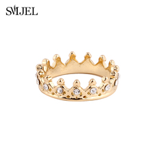 SMJEL-Anillo de corona de Tiara para mujer, joyas de circonia cúbica de cristal, anillos de compromiso para mujer, joyería para dama de honor, regalos R035 2024 - compra barato