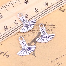 96pcs Charms ballet dress tutu ballerina 17x17mm Antique Silver Plated Pendants Making DIY Handmade Tibetan Silver Jewelry 2024 - buy cheap