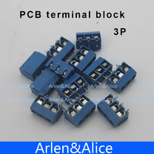 100 pcs 3 Pin Screw blue PCB Terminal Block Connector 5mm Pitch 2024 - buy cheap