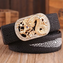 gold buckle dragon mens belts luxury high quality pearl fish strap cowhide genuine leather ceinture 2020 new hot designer 105 cm 2024 - buy cheap