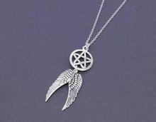 Vintage Silver Angel Wing Pentagram  Necklace Choker Collar Statement Necklace Pendant Jewelry Women Gift Accessories DIY B177 2024 - buy cheap