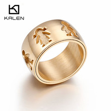 Kalen-anillos de acero inoxidable para niña y niño, sortijas doradas de 12mm de ancho para mujer, sortijas de compromiso de buena calidad para el amor familiar 2024 - compra barato