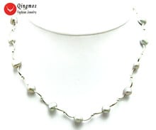 Женское Ожерелье-чокер Qingmos с натуральным жемчугом и серебряным покрытием 2024 - купить недорого