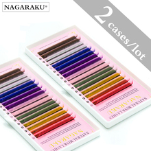 Ресницы NAGARAKU радужные цветные для наращивания, набор индивидуальных ресниц, мягкие норковые, 8 цветов, 2 чехла 2024 - купить недорого