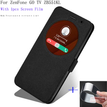 Чехол с окошком для экрана 5,5 дюйма для ASUS ZenFone GO TV ZB551KL, чехол-книжка из искусственной кожи, чехлы для телефонов ZenFone GOTV, задняя крышка 2024 - купить недорого