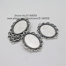 (20 pieces/lot) Antique Silver Alloy Filigree 18*25mm Oval Cabochon Pendant Settings Jewelry Connectors Findings 8100 2024 - buy cheap