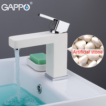 Grifo de cascada de grifos de lavabo GAPPO, montaje en cubierta, mezclador blanco de lavabo, grifos de piedra Artificial, lavabo de baño, grifo mezclador 2024 - compra barato