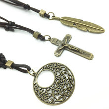 3pcs 1Set Tree Anchor Cross Hook Long Choker Colar Collier Leather Women Pendant Necklaces Male Female Men Jewelry Accessories 2024 - buy cheap