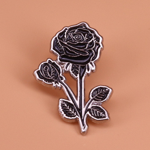 Black rose enamel pin flower brooches for women Valentine gift punk Goth art jewelry fashion ladies accessories 2024 - buy cheap