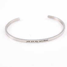 Stainless Steel Inspirational Mantra Bracelets Engraved you're my sunshine Quote Hand imprint Bangle Bracelets For Women Men 2024 - buy cheap