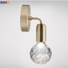 Luminária de parede com bola de vidro, lâmpada led nórdica de parede, luz de cabeceira espelhada, aplique para quarto 2024 - compre barato